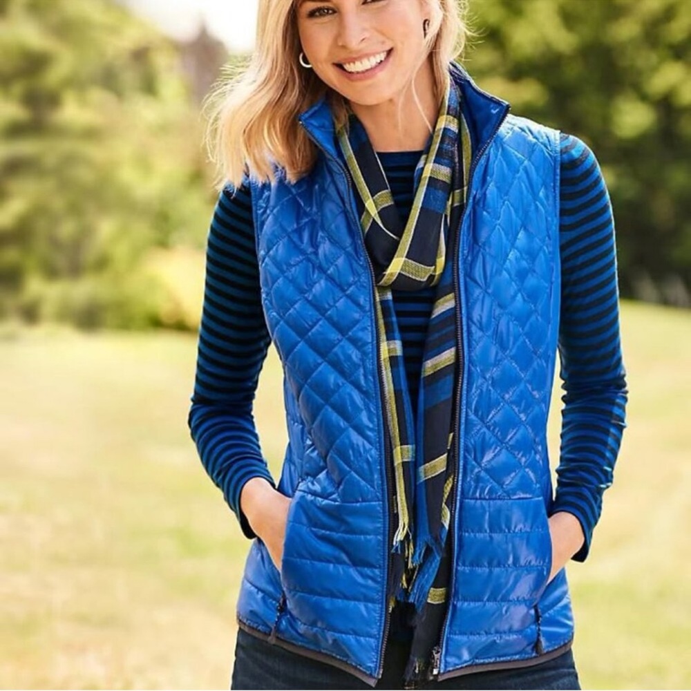 NWOT  Talbots Down-Filled Quilted Puffer Vest in Royal Blue